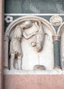 December, detail of the bass-relief representing the Labor of the months of the year, Cathedral in Lucca, Italy