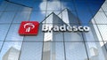 Editorial, Banco Bradesco logo on glass building.