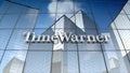 Editorial, Time Warner, Inc. logo on glass building.