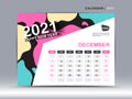 Calendar 2021 template, December Page design, Desk calendar vector for calendar 2021 template, Week starts on Monday, Fluid vector Royalty Free Stock Photo