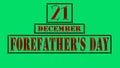 21 December, Forefather's Day, Text Effect on cyan Background Royalty Free Stock Photo