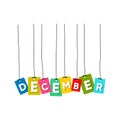 December hanging words vector, colourful words vector