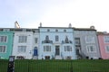 16 December 2020 - Herne Bay, Kent, UK: Various coloured Georgian townhouses