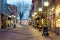 Christmas shopping area on urban pedestrian street Royalty Free Stock Photo