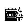 Black solid icon for December, calendar and reminder Royalty Free Stock Photo