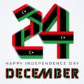 December 24, Independence Day of Libya congratulatory design with libyan flag elements. Vector illustration