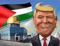 Cartoon of United States recognition of Jerusalem as Israeli cap