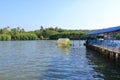 December 28 2022 - Kannur, Kerala, India: People enjoy the Backwater View in the Vayalapra Floating Park