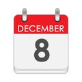 December 8. A leaf of the flip calendar with the date of December 8