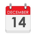 December 14. A leaf of the flip calendar with the date of December 14