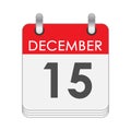 December 15. A leaf of the flip calendar with the date of December 15