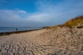 Footprints on a sandy beach. Photo from Lomma Beach, Scania, Sweden