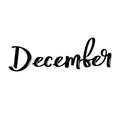 December month name. Handwritten calligraphic word. Bold font.