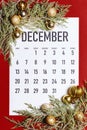 December 2020 monthly Calendar Royalty Free Stock Photo