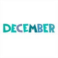 December. Monthly logo. Hand-lettered header in form of curved ribbon