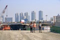 December 20 2022 - Mumbai, Maharashtra, India: Part of the sea front of Mumbai under road contruction, as seen from the Haji Ali