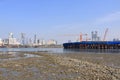 December 20 2022 - Mumbai, Maharashtra, India: Part of the sea front of Mumbai under road contruction, as seen from the Haji Ali