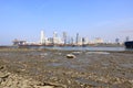 December 20 2022 - Mumbai, Maharashtra, India: Part of the sea front of Mumbai under road contruction, as seen from the Haji Ali