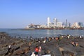 December 20 2022 - Mumbai, Maharashtra, India: Part of the sea front of Mumbai under road contruction, as seen from the Haji Ali