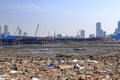 December 20 2022 - Mumbai, Maharashtra, India: Part of the sea front of Mumbai under road contruction, as seen from the Haji Ali