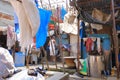 December 21 2022 - Mumbai, Maharashtra, India: People washing clothes in Dhobi Ghat Laundry District, a well known open air Royalty Free Stock Photo