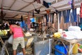 December 21 2022 - Mumbai, Maharashtra, India: People washing clothes in Dhobi Ghat Laundry District, a well known open air Royalty Free Stock Photo