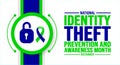 December is National Identity Theft Prevention and Awareness Month background template. Holiday concept.