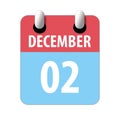 december 2nd. Day 2 of month,Simple calendar icon on white background. Planning. Time management. Set of calendar icons for web Royalty Free Stock Photo