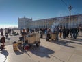 December 22nd, 2017, Lisbon, Portugal - traditional chestnut carts at the Commerce Square