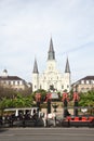 December 13, 2018, New Orleans, Louisiana. Horse And Buggies Wait For Passengers In Front Of Saint Louis Cathedral At Christmas Royalty Free Stock Photo