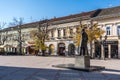 04. December 2023. Novi Sad, Serbia. Day image of city center of Novi Sad with buildings architecture and life with people walking