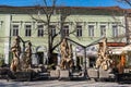 04. December 2023. Novi Sad, Serbia. Day image of city center of Novi Sad with buildings architecture and life with people walking