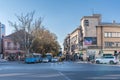 04. December 2023. Novi Sad, Serbia. Day image of city center of Novi Sad with buildings architecture and life with people walking