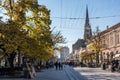 04. December 2023. Novi Sad, Serbia. Day image of city center of Novi Sad with buildings architecture and life with people walking