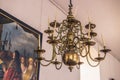 December 03, 2016: Old chandelier inside Kronborg castle, Denmark Royalty Free Stock Photo