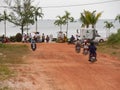 31 december 2016 otres beach sihanoukville cambodia, people on scooters driving to the beach