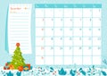 December page calendar template organizer 2023 year christmas tree trendy advent winter memory