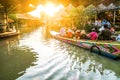 15 DECEMBER 2018, PATTAYA, CHONBURI, THAILAND: Tourist are travel in Pattaya Floating Market four regions