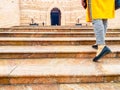 December 15.2019. Photo of a feet of a lady getting up the stairs of ambedkar memorial park of lucknow during day. Royalty Free Stock Photo