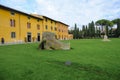 december 2022 Pisa, Italy: Statue of the fallen angel by Igor Mitoraj closeup on the Square of miracles, piazza dei Miracoli Royalty Free Stock Photo