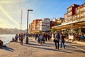 09 of December, 2018 - Porto, Portugal: Embankment near the River Doura in the colorful quarter of Ribeira, the old city center