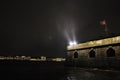 December rain on Neva river in Peter and Paul Fortress in St. Petersburg, Russia