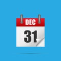 31 december. Realistic calendar icon. Royalty Free Stock Photo