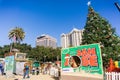 December 6, 2017 San Jose / CA / USA - People entering Christmas in the park downtown display in Plaza de Cesar Chavez, Silico