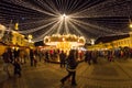 24 December 2014 SIBIU, ROMANIA. Christmas lights, Christmas fair, mood and people walking