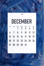 December 2020 simple calendar on trendy classic blue color Royalty Free Stock Photo