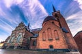 December 04, 2016: Sky above the Cathedral of Saint Luke in Roskilde, Denmark Royalty Free Stock Photo