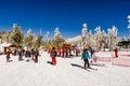 December 26, 2018 South Lake Tahoe / CA / USA - People enjoying a beautiful day at the Heavenly Sky Tamarack Lodge