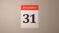 December, the 31st last, 365th day of the year 366th in leap years in the Gregorian calendar calendar page Royalty Free Stock Photo