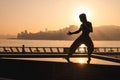 Statue of Bruce Lee on the Avenue of stars in Hong Kong Royalty Free Stock Photo